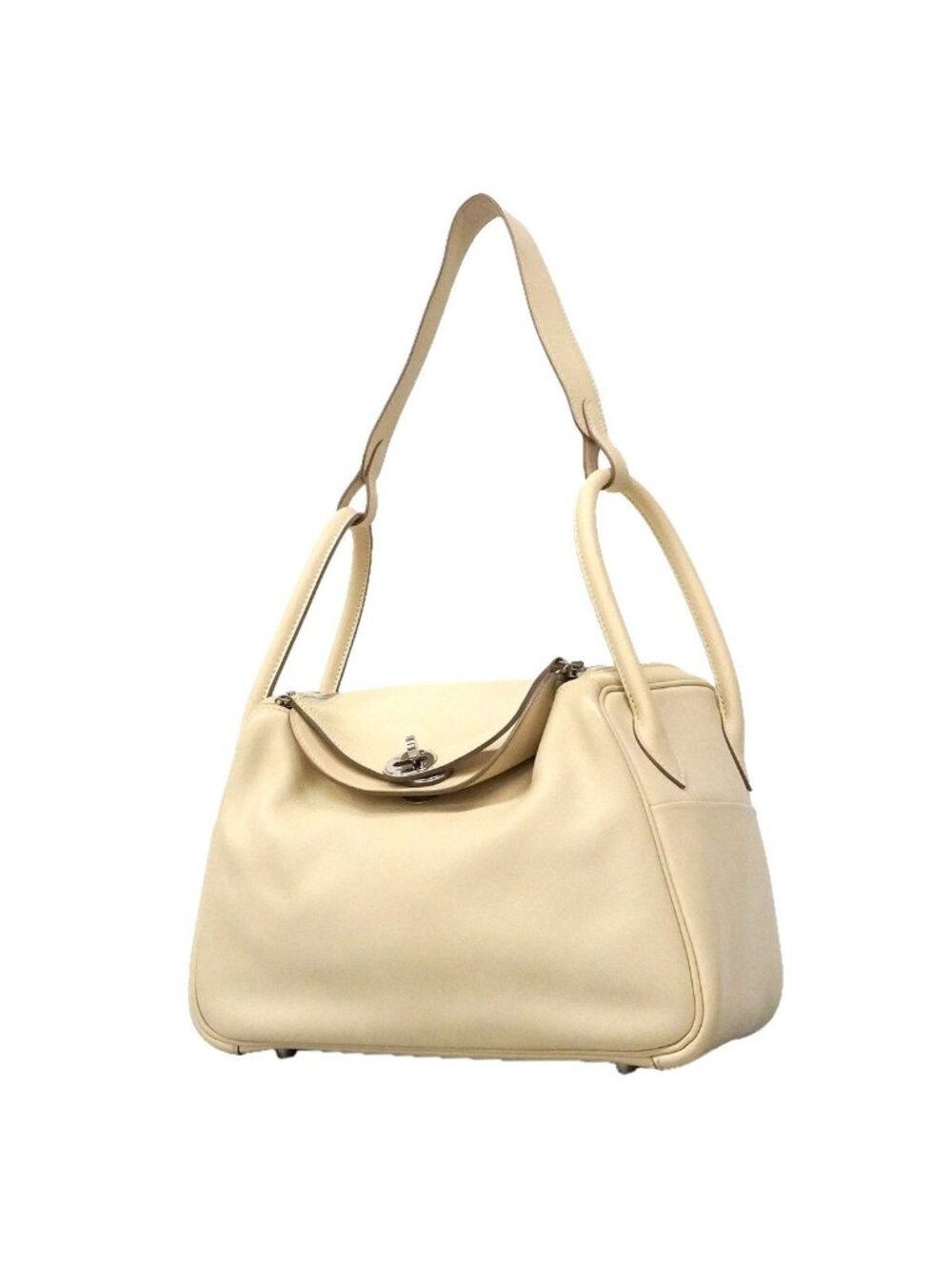 Hermes Handbag Lindy 26 Swift Craie Silver 2-Way Bag
